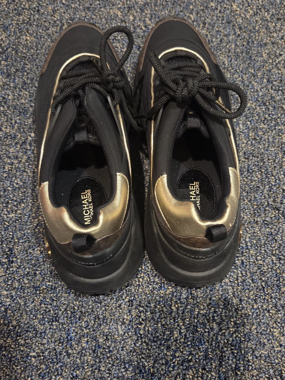 Michael Kors Black Sneakers with Gold Accents - Picture 3 of 3